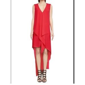 BCBGMAXAZRIA Red Chiffon Tiered High Low Tara Dress XS